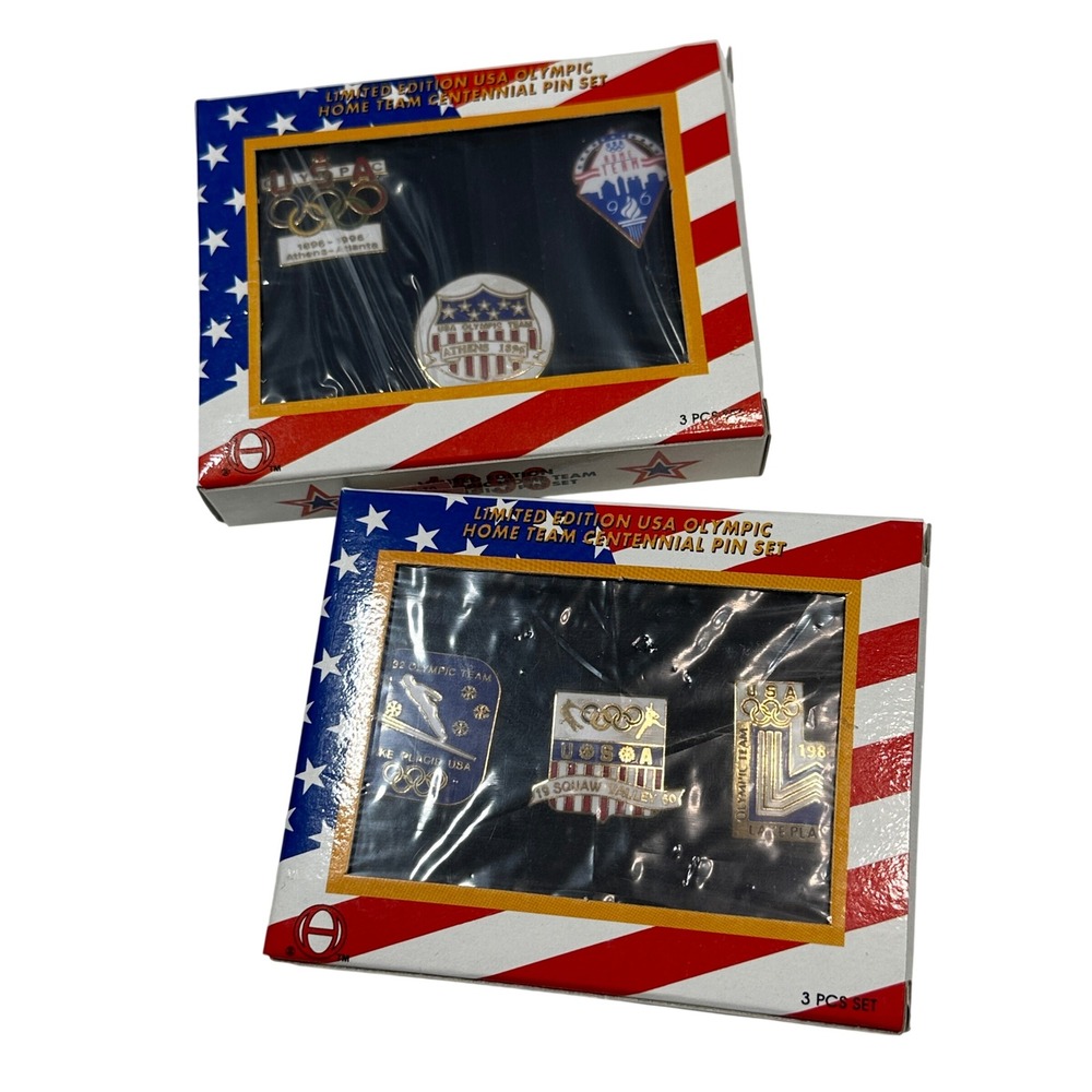 2pc Limited Edition USA Olympic Home Team Centennial Pin Set 1996 JCPenney Ho Ho